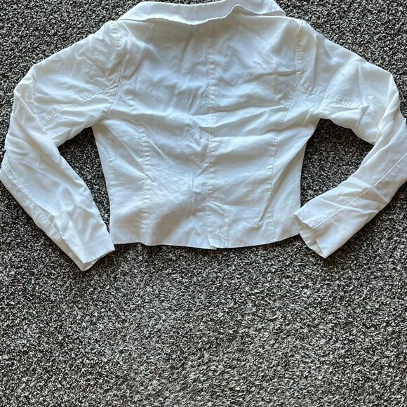 By Anthropologie White Button Up Crop Top Blazer, Womens XL Long Sleeve ButtonUp - Picture 5 of 8